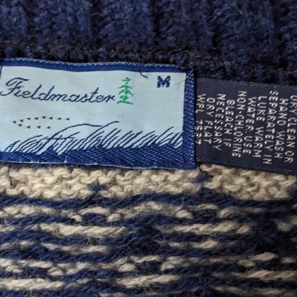 Vintage Fieldmaster Sweater Mens Multicolor 100% Wool USA Medium Hipster Grandpa - Picture 2 of 3